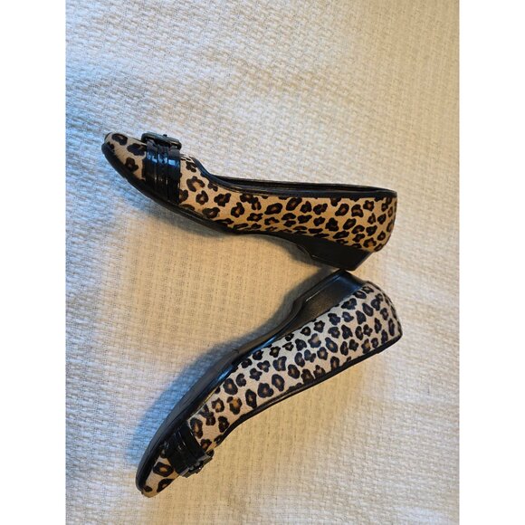 Bandolino Leopard Print Flats Buckle Accent Faux Black Patent Leather Size 10 M - Picture 9 of 13